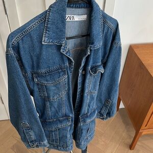 Denim vintage style belted jacket